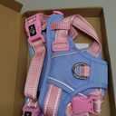 PHOEPET No Pull Dog Harness, Unique Colors Reflective Adjustable Dog Vest, with Soft Training Handle Metal Clips for Small Medium Large Dogs (Baby Blue Base & Pink Straps, M)