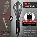 Walfos Silicone Whisk,Stainless Steel Wire Whisk Set of 3 -Heat Resistant 480F Kitchen Whisks for Non-stick Cookware,Balloon Egg Beater Perfect for Blending,Whisking,Beating,Frothing & Stirring,Black (7+9+11 in Black)