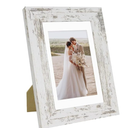 4x6 Picture Frame Set of 3, Made of Real Glass and Distressed White Wooden Frame, 4 by 6 Photo for Wall or Tabletop - Display Picture 3.5x5 with Mat or 4x6 Without Mat