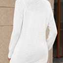 Women's Turtleneck Zip Up Cardigan Sweaters Oversized Drop Shoulder Long Sleeve Casual Solid Mesh Knit Jumper Tops (White, M)
