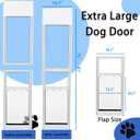 XL Dog Door for Sliding Glass Door Adjustable 75 to 81 Slider Height,All-Metal Framed & Panel with Rotating Screws