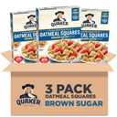 Quaker Oatmeal Squares Breakfast Cereal, Brown Sugar, 14.5oz Boxes (3 Pack) (EXP 10/03/26)