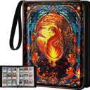 for 9 Pocket Card Binder for MTG, TCG, Game Cards Holds 900 Cards - Large Capacity Trading Card Collection Album Folder with Zipper for Men Boys Teens Fire Design for Sports Card