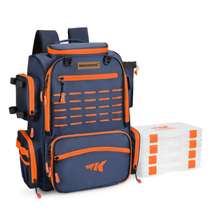 KastKing Bait Boss Fishing Tackle Backpack with Rod Holders-4 Tackle Boxes-Rain Cover,43L Large Storage for Fishing Gear