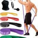 Resistance Bands Set with Handles, Exercise Bands for Working Out | 5 Levels Pull Up Elastic Band with Door Anchor, Workout Equipment for Body Stretching, Muscle Training, Men & Women