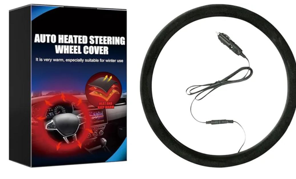 Heated Steering Wheel Cover,15" 12V Steering Wheel Warmer Heated Steering Wheel Protector Cover for Winter Universal, Suitable for Standard Size Cars, Trucks, Vans, SUV1