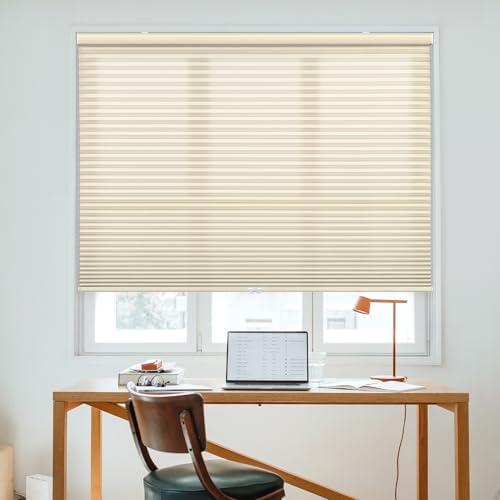 DEZ FURNISHINGS Cordless 1.5" Light Filtering Cellular Shade, 22.5" W x 48" H, Alabaster