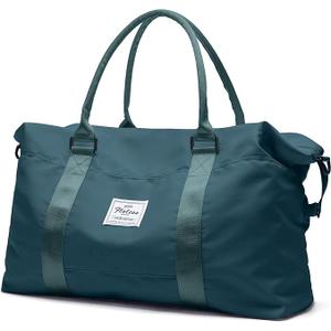 Travel Duffel Bag,Sports Tote Gym Bag,Shoulder Weekender Overnight Bag for Women, B-Peacock Blue