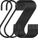 19 Pack Matte Black S Hooks, Heavy Duty Metal S Hooks Can with Stand up to 33 pounds for Kitchen, Office, Garden or Outdoor Activities, S Hooks for Hanging Plants, Pan, Cups, Bags, Jewelry, Jeans, Towels (3.54 Inch)