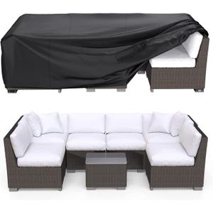 Patio Furniture Covers, Heavy Duty Outdoor Furniture Cover Waterproof, Sectional Sofa Set Coves Table and Chair Set Covers, 62"L42"W28"H (Black)