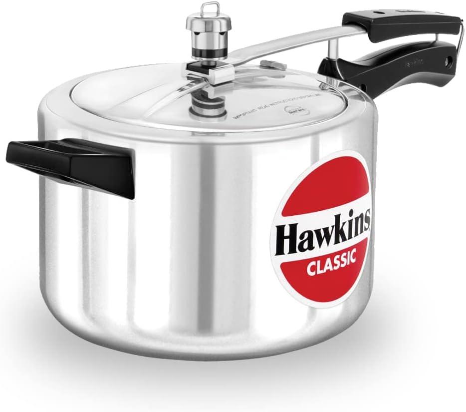 Hawkins Aluminum 5 Litre Classic Pressure Cooker, Best Inner Lid Cooker, Silver (Cl50) (5.3 Quarts)