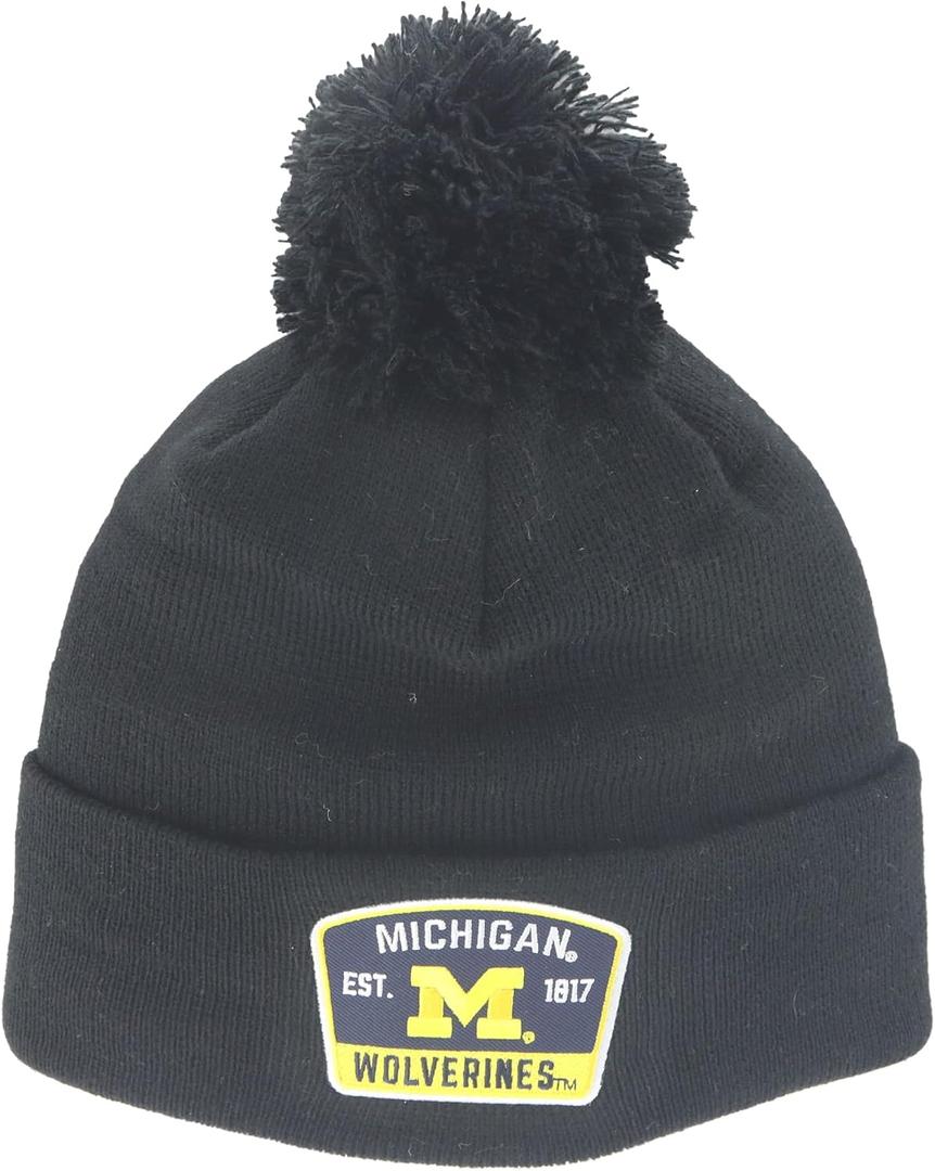 ZHATS Standard NCAA Officially Licensed Pom Beanie Patch Switchback Black, One Size (Black)