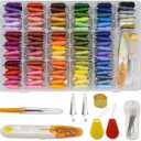 Embroidery Floss Thread Kit 100 Cotton Floss Bobbins and Cross Stitch Kit Bracelets Floss Crafts Floss (96 Color)