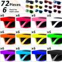 72 Pack 12 Color Neon Sunglasses Party Favors Bulk,80’s Retro Style Perfect Colorful Novelty Sun glasses Set for Birthday Party Supplies,Beach,Pool Party Favors,Goody Bag Favors for Kids Adults