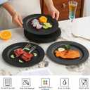 Berglander Black Plastic Plates Set of 8 Pieces 10", Reusable Flat Dinner Plates, Salad Plates, Pasta Bowls, Dishes Set Easy to Carry for Home, Garden, Picnic, Camping, Outdoor