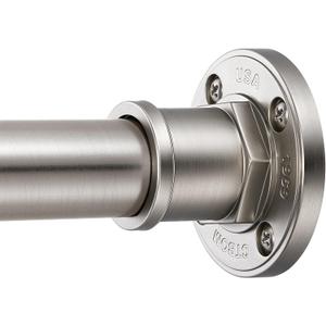 Industrial Shower Curtain Rod - 2-in-1 Design Tension Curtain Rod - Rustproof Non-Slip 27 to 43 Inch 304 Stainless Steel, Brushed Nickel Window Curtain Rod