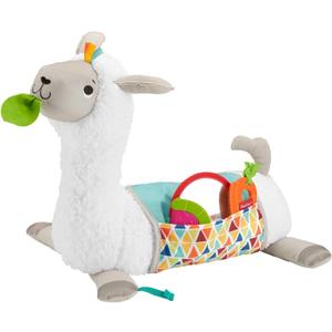 Fisher-Price Baby Toy Grow-with-Me Tummy Time Llama Wedge Support with Mirror, Teether & Rattle, Developmental Play for Newborns Ages 0+ Months