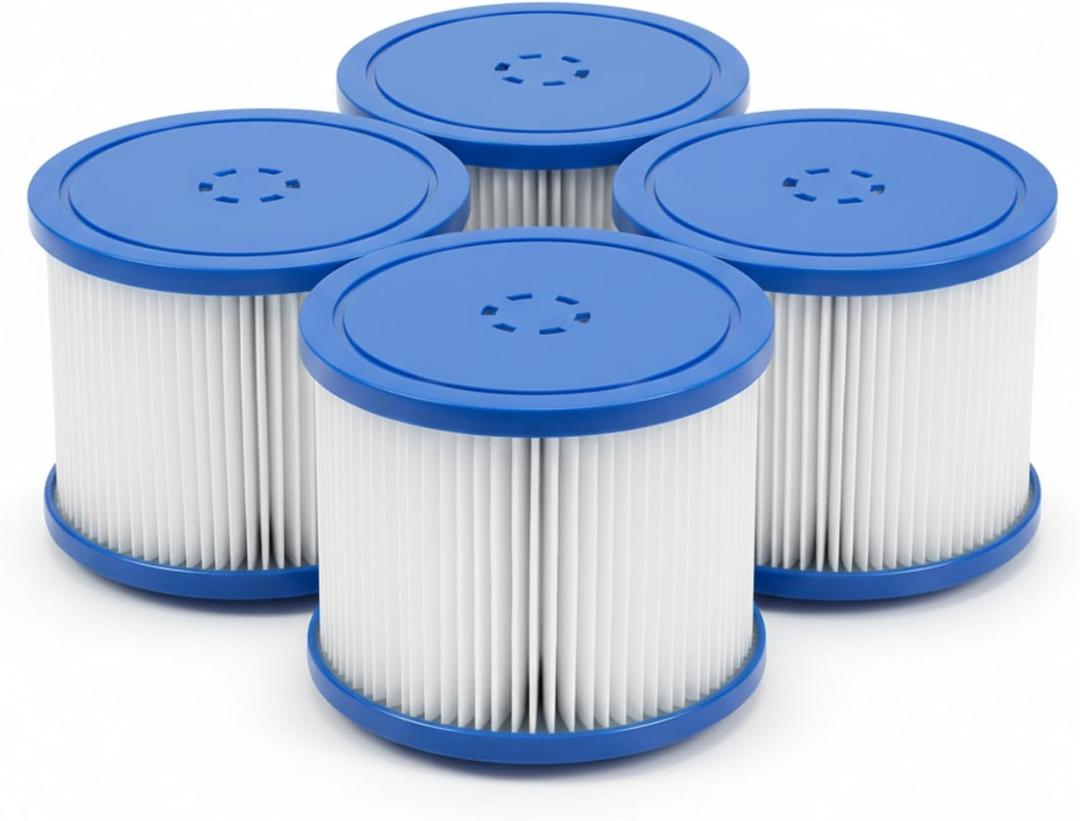 Spa Filter Cartridges, 4-Pack Replacement for Hot Tubs & Spas, Cylindrical, Universal Fit