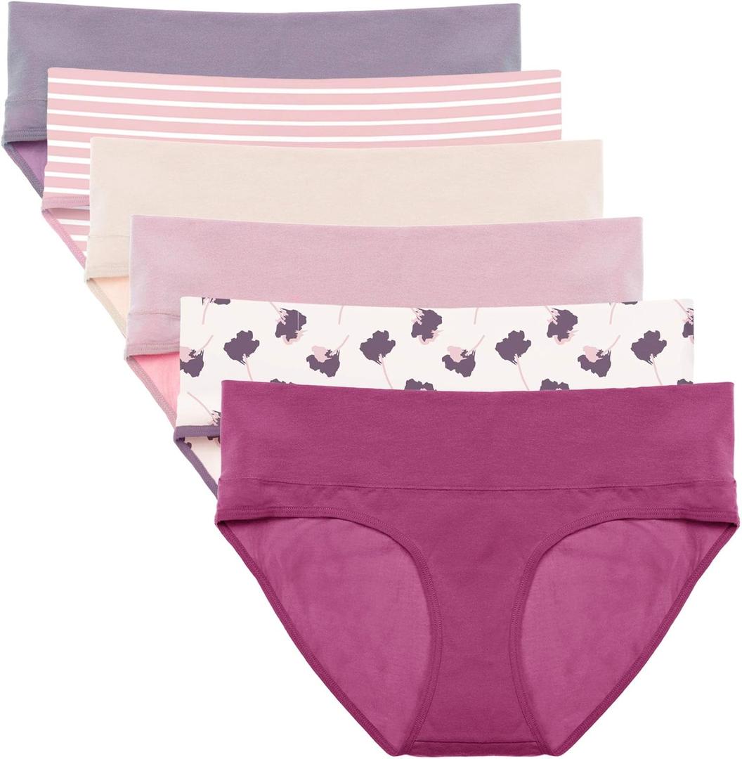 Intimate Portal Maternity Underwear | Pregnancy Postpartum Panties | Foldable Briefs Under the Bump (Large, 6-pk Floreus)