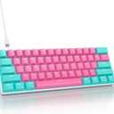 60 Percent Gaming Keyboard Mechanical with Linear Red Switch, 60% Wired Ultra-Compact Mini Keyboard LED with PBT Keycaps for Ps4/Ps5/Xbox61 Miami