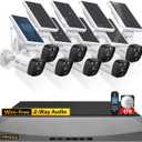 Solar Battery 100% Wire-Free 2-Way Audio 2-Antennas Enhance PIR Detection Outdoor Surveillance Camera System Solar Powered Battery Cameras System