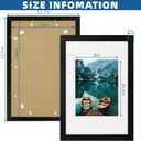 Hongkee 12x18 Frame Set of 2, Rustic Black Wood Style, Display 12 x 18 Poster without Mat or 8.5x11 Picture with Mat, Wall Mounting Horizontal and Vertical