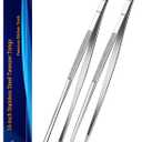 JETKONG 2 Pcs 16-Inch Kitchen Tweezers Extra Long Tweezer Tongs, Heavy Duty Stainless Steel Cooking Tweezers (Silver)