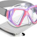 Fabbay Adults Youth Swimming Goggles with Nose Cover Fabric Stretchy Strap Diving Goggles Swim Waterproof Snorkel Mask, 6.69 x 3.54 x 4.33 inches