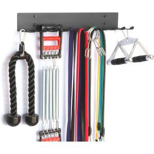 Multi-Purpose Gym Equipment Storage Rack Resistance Bands Storage Hanger Barbell Rack Heavy Duty Gym Rack for Exercise Bands, Lifting Belts and Jump Ropes (Black)