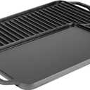 Lodge 19.5" X 10" Cast Iron Reversible Grillgriddle - Double Burner Griddle - Indoor & Outdoor Cooking - Superior Heat Retention - Reversible Grill Griddle - Made in the USA