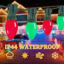 25FT C7 Vintage Christmas String Lights with 27 Red & Green Ceramic Bulbs, Hanging Outdoor & Indoor String Lights for Christmas Decor (Green Wire)