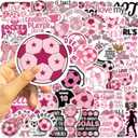 3 x 100PCS Soccer Stickers,Vinyl Waterproo Decals for Laptops Water Bottles Journals,Pink Soccer Sporty Gifts