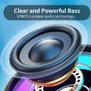SOWO Shower Speaker Bluetooth Waterproof | Small Portable Wireless Bluetooth Speaker with Clip | Powerful Bass and Louder Volume | Colorful Lights and Lightweight | for Bathroom,Travel,Beach | Black
