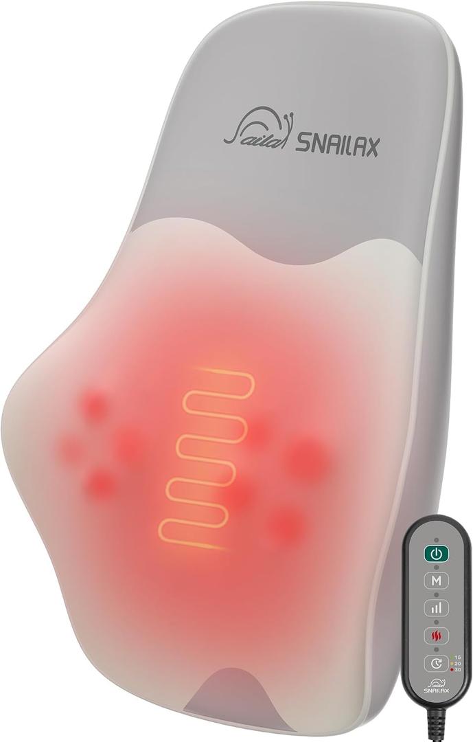 Snailax Shiatsu Back Massager with Heat, 4D Kneading Neck Massager, FSA Eligible, Back Neck Shoulder Massager for Pain Relief Deep Tissue, 3 Speed/3 Modes Portable for Home Office Car Use