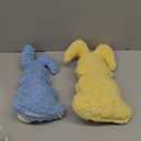3 Pcs Easter Buuny Throw Pillows, 11.8 Inch Soft Rabbit Shaped Pillow Cushion Plush Happy Easter Decorative Pillow for Couch Bed (Pink, Yellow, Blue)