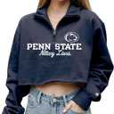 Blue 84 Women's NCAA Officially Licensed Cropped Quarter Zip Sweatshirt Team Color Small
