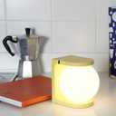 Wireless Charging Table Lamp with Flat Top Surface, Modern Design (Yellow)