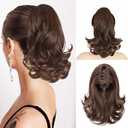 Ponytail Extension, 12 Inch Pony Tails Hair Extensions, Hold Securely, Tangle-Free,Curly Wavy Natural Looking Synthetic Claw Clip Ponytail Extension for Daily Use