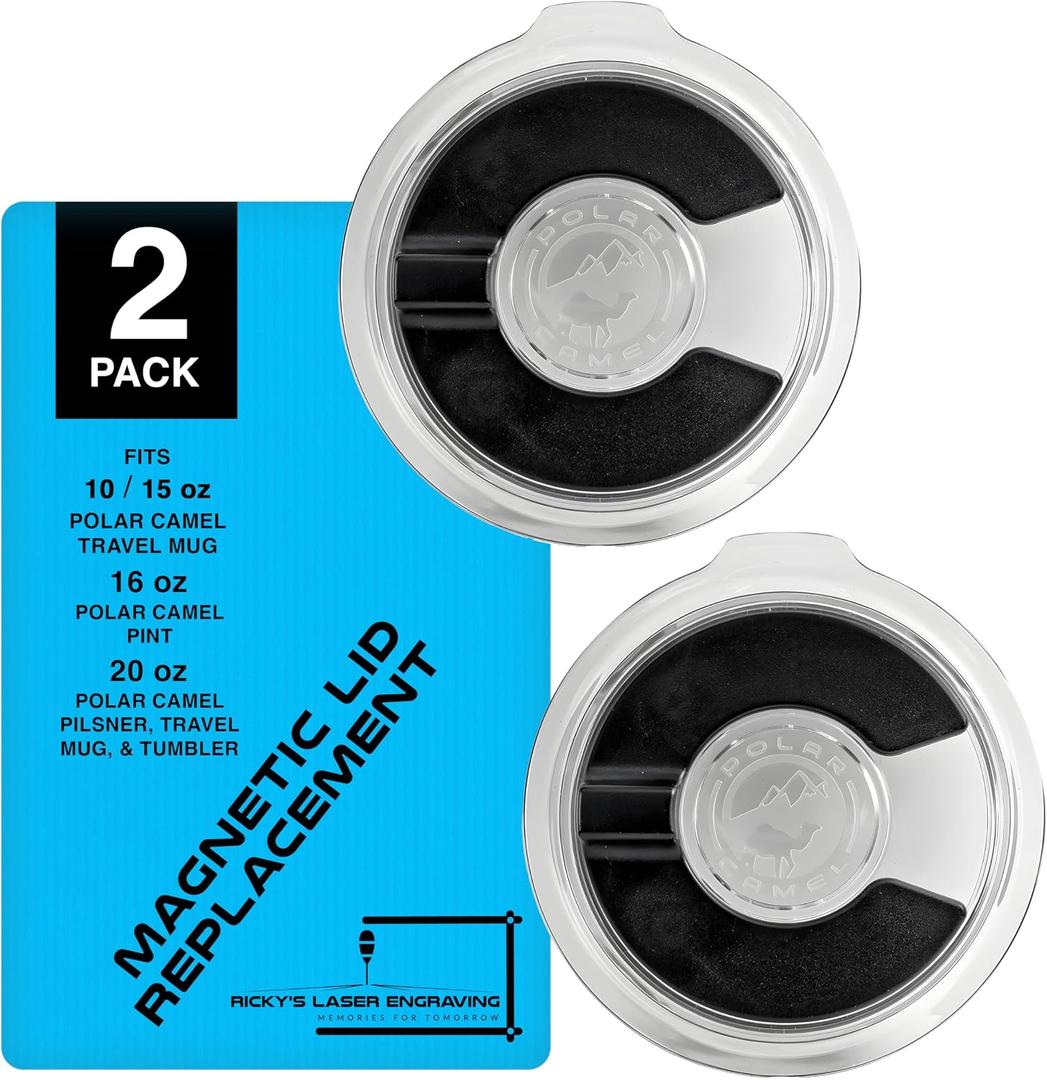 Polar Camel Tumbler Lid Replacement - Magnetic Lid Replacement (2-Pack), For 10oz and 15oz Mug, 16 oz Pint and 20 oz Pilsners Tumblers, Fits Polar Camel Tumblers and Travel Mug