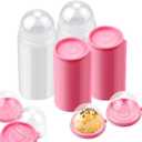 PRALB 100 Set 2.75x2.75x2 inch Mini Cupcake Boxes Clear Plastic Muffin Pod Dome Muffin Single Container Box Wedding Birthday Gifts Supplies for Cheese Pastry Dessert Mooncake (round, pink)