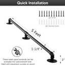 Handrail for Indoor Stairs - 5 Feet Wall Mount Industrial Iron Pipe - Metal Railing Non-Slip Grab Bar - Stairs Porch Deck Hand Rail Matte Black
