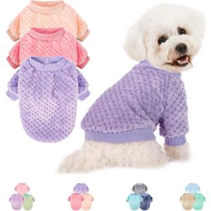 POMIU Dog Sweater, Dog Sweaters for Small Medium Dogs or Cat, Warm Soft Flannel Pet Clothes for Dogs Girl or Boy, Dog Shirt Coat Jacket (Peach+Purple+Rose, Large)
