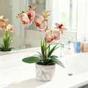 Artificial Orchid Flower Plant, 14.9'' Real Touch Faux Orchid Pink with Ceramic Vase, Fake Orchid Arrangements Home Office Decor Indoor Outdoor Wedding Table Centerpieces