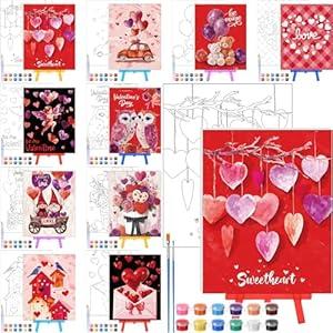 Blosssound 10 Set African Pre Printed Canvas Pre Drawn Canvas Painting with Easel Kits Pre Outline Painting Canvas Panels for Beginners, DIY Craft Project, Party Favor, Home Decors