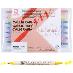 Kuretake Zig Calligraphy Dual Tip Marker Pens, 7 colors and Blender set, 2mm, 5mm, Double Tip, for Art, Sketch, illustration, Calligraphy, Journal, Drawing, Made in Japan