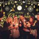 Black Gold Merry Christmas Backdrop Happy New Year 2026 Xmas Tree Gold Glitter Photography Background Winter Xmas New Year's Eve Family Holiday Party Decoration Banner Supplies (Black Gold, 8x6FT)