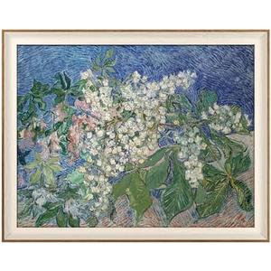 VIYYIEA Framed Canvas Wall Art, Flowers Wall Art for Living Room, Vintage Oil Painting Picture, Van Gogh Home Decor, Bathroom Wall Decor -【Chestnut Branches】-(24"x36")