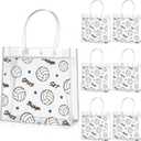 Aliceset 20 Pcs Volleyball Clear Treat Bags with Handles Volleyball Goodie Bags Sport Theme Party Favor for Team Snack Birthday Gifts, 8 x 8 x 3.15''
