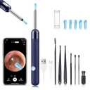 LEIPUT Ear Wax Removal - Earwax Remover Tool with 8 Pcs Ear Set - Ear Canal Cleaner with 1080P Camera - Ear Cleaning Kit with 6 Ear Spoon - Ear Camera for iOS & Android (Navy Blue)