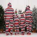 Christmas Onesie Pajamas Family Vacation Novelty One-piece Hooded Matching PJs Allover Pattern Sleepwear Nightwear (S)